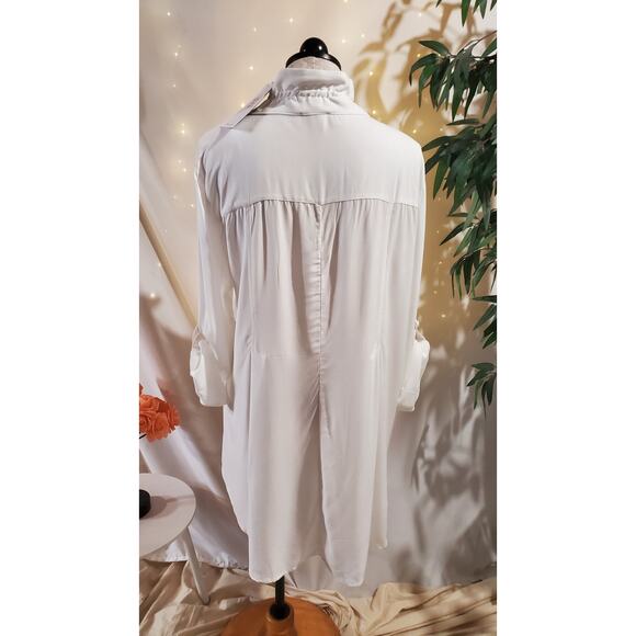 Dolcezza NWT Floral Button Roll Tab Sleeve Tunic Top Size XXL Artsy Lagenlook - Picture 6 of 12
